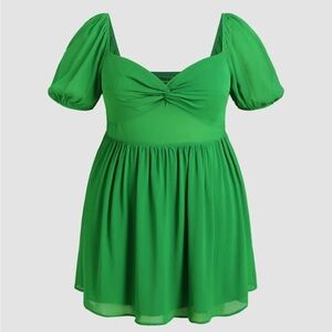 Green Short Mini Mid Sleeve Cider Dress